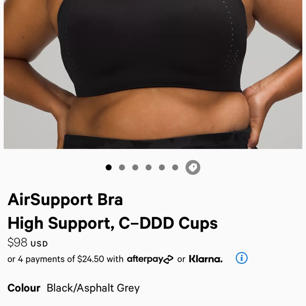 Barely worn Air Support sports bra in Black.